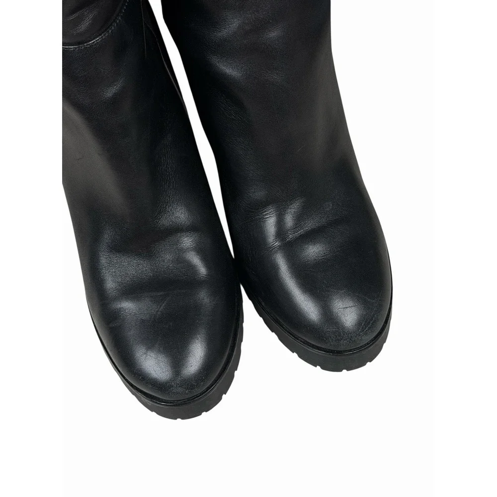 Michael Kors Clara Wedge Knee High Black Leather Boots Women's Size 9M